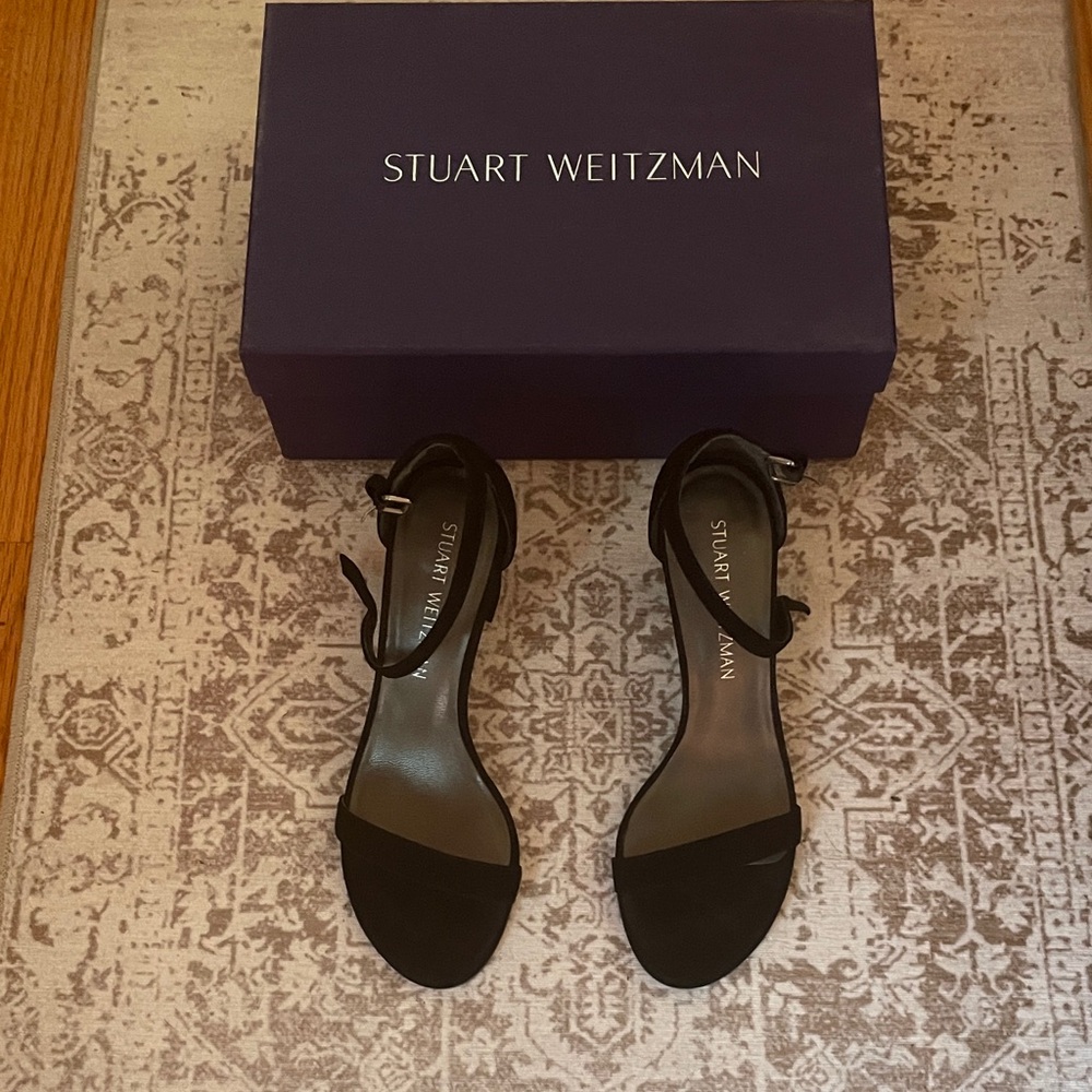 Stuart Weitzman Black Ankle Strap Heels